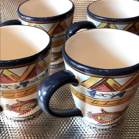 4 TUSCAN STYLE HAND PAINTED MUGS ! - Picture 2 of 8